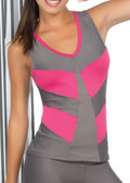 Ryocco Grey and Pink Sportswear Tank Top