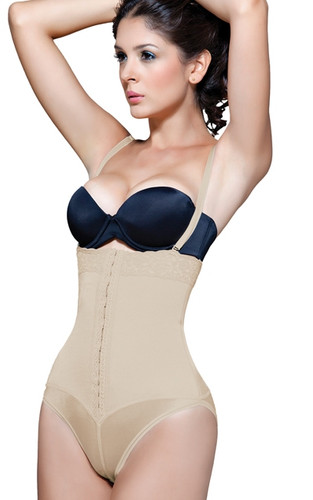 Vedette Women's Gitta Strapless Thong Bodysuit with Front Closure - Nude