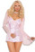 Elegant Moments Three Piece Set Satin Babydoll with Mesh Bow