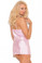 Elegant Moments Three Piece Set Satin Babydoll with Mesh Bow Queen