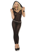Elegant Moments Opaque Footless Bodystocking with Hood