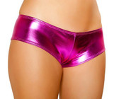 Roma Costume Metallic Pucker Back Mini Shorts - Hot Pink