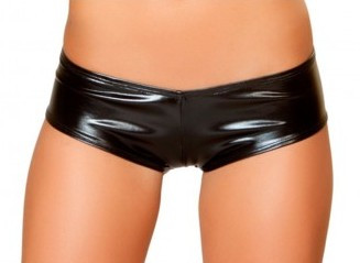 Roma Costume Metallic Pucker Back Mini Shorts - Black