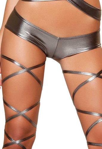 Roma Costume Low Rise Metallic Short - Gun Metal