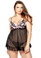Fantasy Lingerie Pushup Floral Print Babydoll and G-String