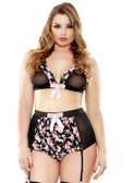 Fantasy Lingerie Retro High Floral Bra and Garter