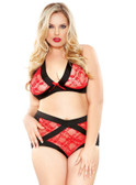 Fantasy Lingerie Two Tone Lace Peek-A-Boo Cutout Bra Set