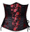 Timeless Trends Black Red Daisy Long Corset