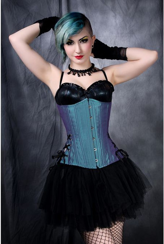 Timeless Trends Long Cut Blue Iridescent Corset