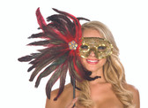 Be Wicked Wand Held Feather Mask