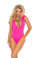 Elegant Moments Deep V Hooded Teddy - Neon Pink