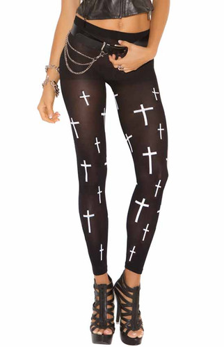 Elegant Moments White Cross Leggings