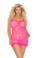 Elegant Moments Plus Size Stretch Lace Chemise - Neon Pink