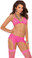Elegant Moments Stretch Lace Halter Bra Set - Neon Pink