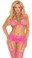 Elegant Moments Plus Size Stretch Lace Halter Bra Set - Neon Pink