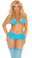 Elegant Moments Plus Size Stretch Lace Halter Bra Set - Turquoise
