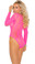 Elegant Moments Deep V Stretch Lace Teddy - Neon Pink