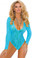 Elegant Moments Deep V Stretch Lace Teddy - Turquoise
