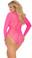 Elegant Moments Plus Size Deep V Strech Lace Teddy - Neon Pink