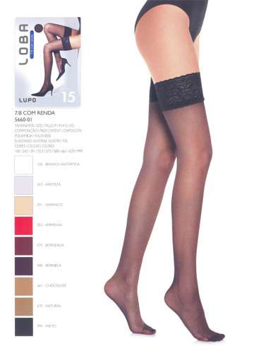 Lupo Thigh High with Lace Holds Up 15 Denier