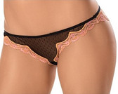 Escante Lace Trim Cage Panty - Black/Orange
