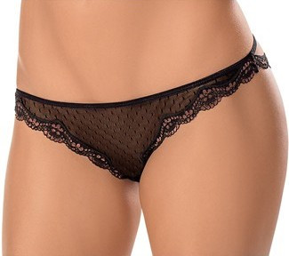 Escante Lace Trim Cage Panty - Black/Mocha