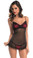 Escante Mesh and Lace Overlay Baby Doll - Black/Red