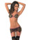 Escante Camouflage and Pink Netted Garterbelt Set with Hose