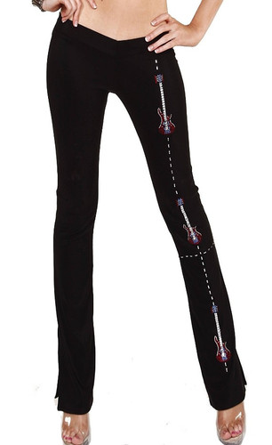 Sex Symbol Flair Pants with Rhinestone Guitars