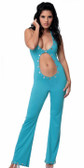 Sex Symbol Open Front Jumpsuit with Large Rhinestone