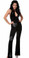 Sex Symbol Tear Drop Top Jumpsuit Trimmed with Rhinestone Appliques - Black