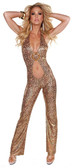 Sex Symbol Open Front Jumpsuit with Gold Glitter
