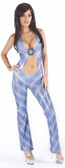 Sex Symbol Halter Top Jumpsuit Open Front with Fancy O-Ring