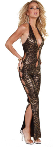 Sex Symbol Open Side and Front Jumpsuit with Rhinestone Buttons