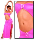 Sex Symbol Open Front Gown with Two Rhinestone Buckles - Fuchsia