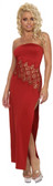 Sex Symbol Long Tube Dress with Pineapple Lace Center - Red