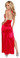 Sex Symbol Long Satin Halter Gown with Matching Brooch - Red
