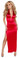 Sex Symbol Long Satin Halter Gown with Matching Brooch - Red