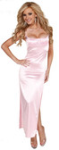 Sex Symbol Long Satin Gown with Gathered Top with Two Brooches - Baby Pink