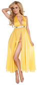 Sex Symbol Long Chiffon Gown with Lame Band - Yellow