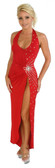 Sex Symbol Halter Top Gown with Gathered Front Trimmed with Rhinestone