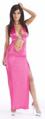 Sex Symbol Open Front Gown with Large Rhinestone Slide - Neon Pink