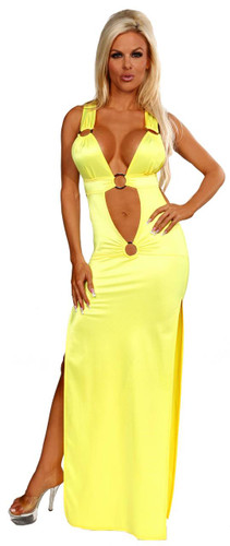 Sex Symbol Halter Top Gown with Open Front Featuring O-Rings