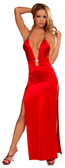 Sex Symbol V-Front Deep Plunging Satin Gown