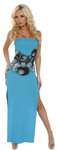 Sex Symbol Tube Gown with Mesh Sequin Insert