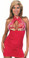 Sex Symbol Halter Top Gathered Dress with Large Sequins - Red