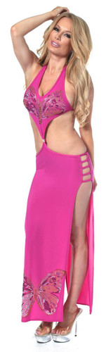 Sex Symbol Halter Top with Attached Skirt Trimmed with Butterfly Applique