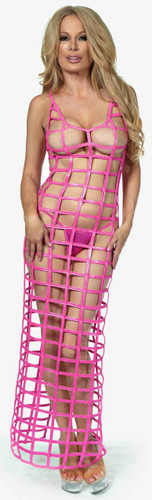 Sex Symbol Cage Halter Top Gown with G-String and Tube Top
