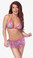 Sex Symbol Puffy Sheer Skirt with G-String and Bra - Fuchsia