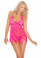 Elegant Moments Lace and Mesh Babydoll Features Kerchief Hemline